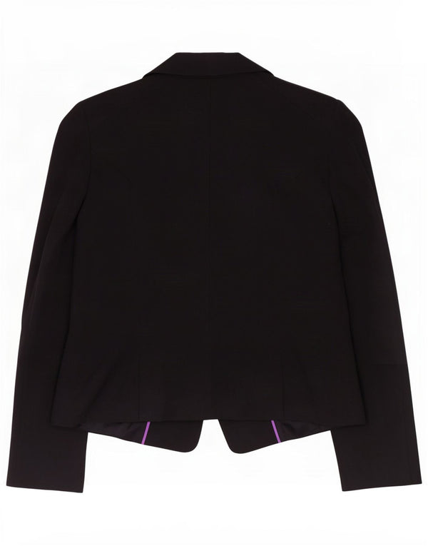 Oasis Damen-Blazerjacke mit 1 Knopf, UK 12, Mittelschwarz, Baumwolle