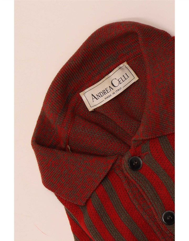 Andrea Celli Herren-Pullover mit Rollkragen, Mittelrot, gestreift, Baumwolle