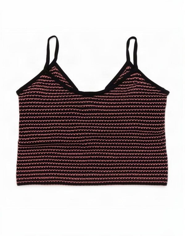 Zara Damen Crop Cami Top UK 10 Small Marineblau gestreift