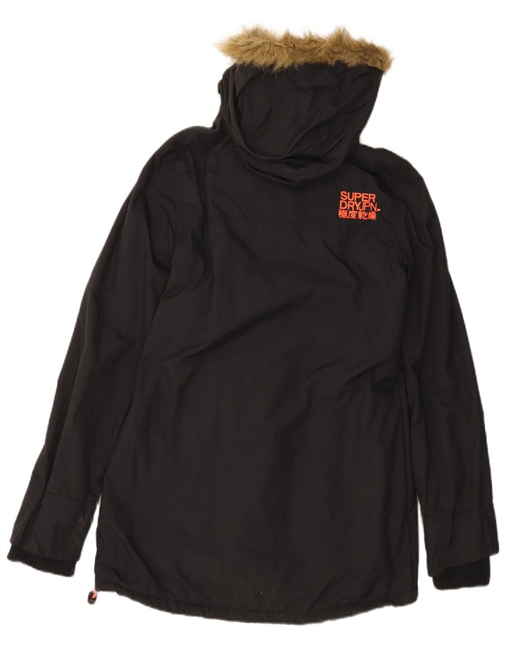 SUPERDRY Herren-Parkajacke mit Kapuze, UK 36, Small, schwarzes Nylon