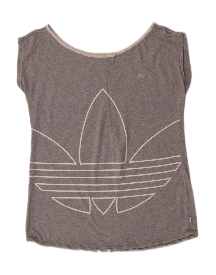 ADIDAS Womens Graphic T-Shirt Top UK 26 Large Grey Vintage Adidas and Second-Hand Adidas from Messina Hembry 