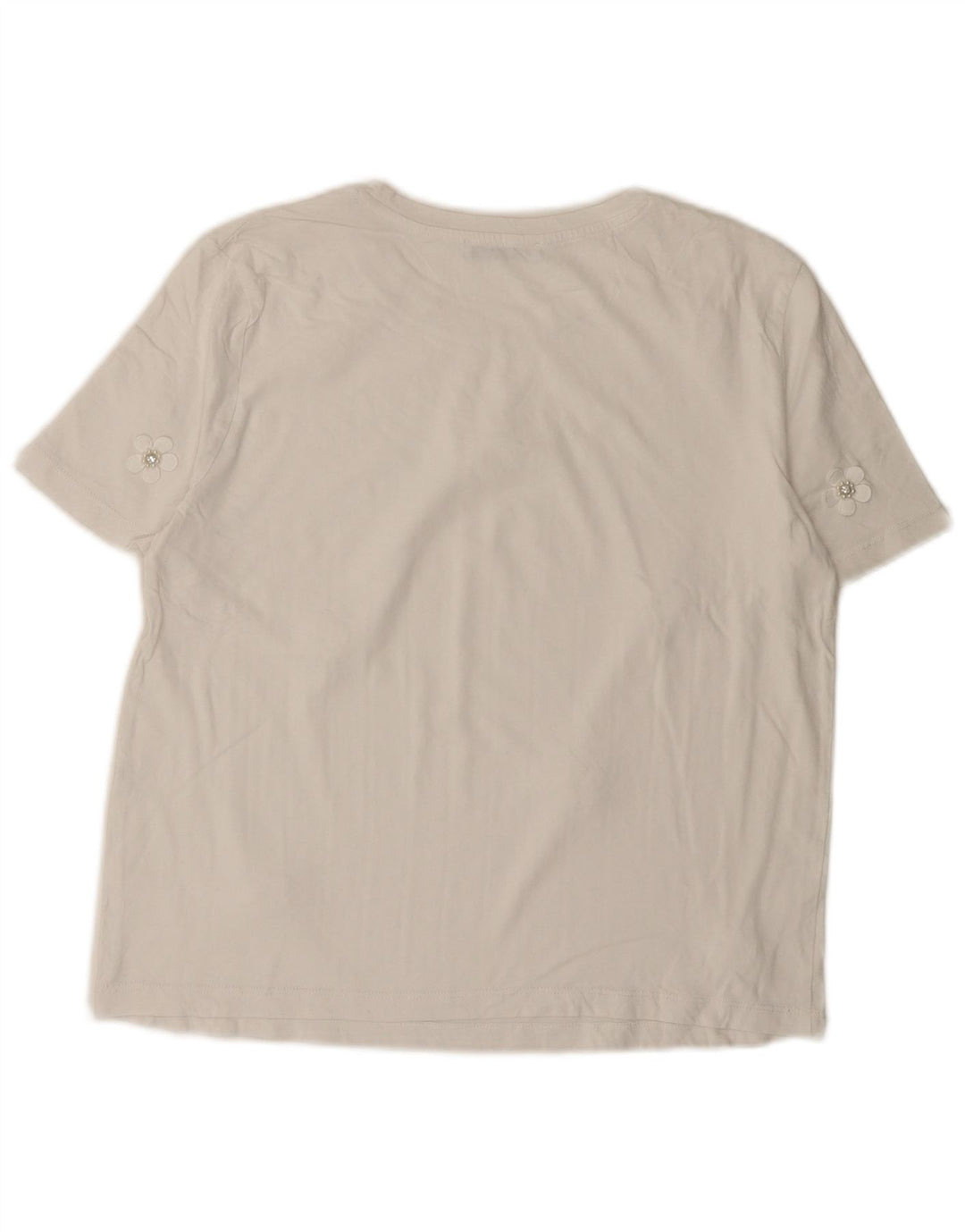 Zara Damen T-Shirt Top UK 14 Mittelweiß geblümt