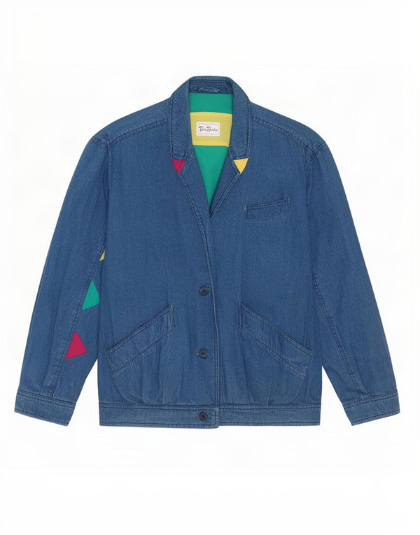 Übergroße Jeansjacke für Damen von Betty Barclay, UK 14, Größe L, Blau, Farbblock