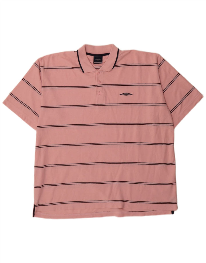 Umbro Herren Poloshirt 2XL Rosa gestreift Polyester