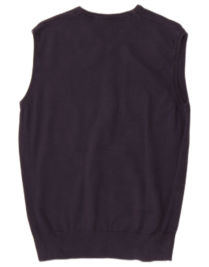 Marina Militare Herren-Weste-Tanktop aus mittelblauer, marineblauer Baumwolle