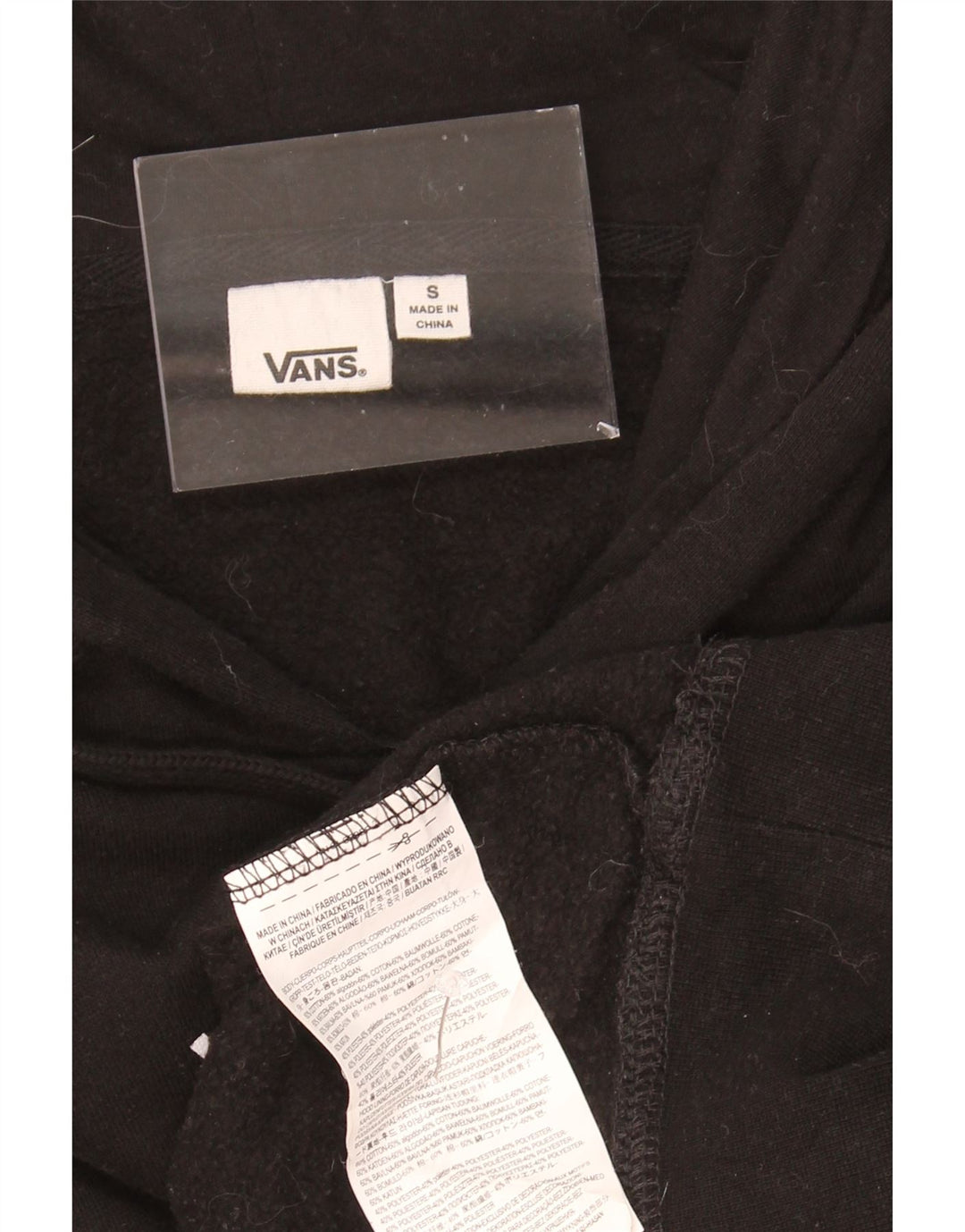 VANS Mens Graphic Hoodie Jumper Small Black Geometric Cotton