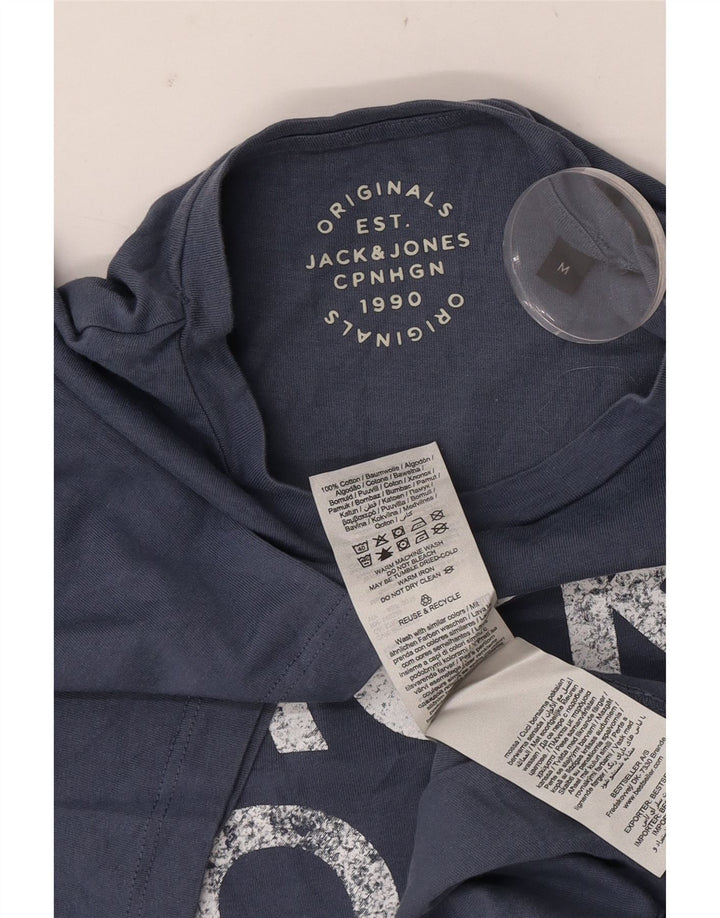 Jack & Jones Herren Grafik-T-Shirt-Oberteil aus mittelblauer Baumwolle