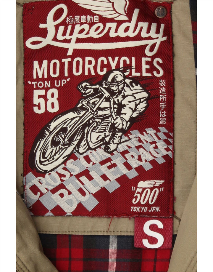 Superdry Damen Motorstyle Graphic Quilted Jacket UK 10 Small Khaki