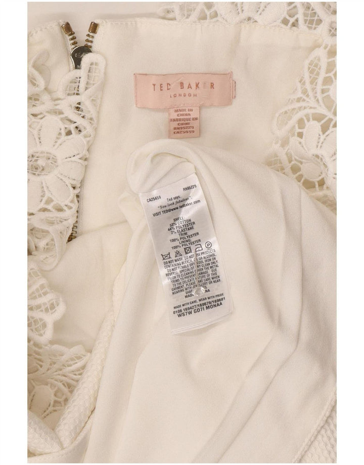 Ted Baker Damen Ärmelloses A-Linien-Kleid UK 4 XS Weiß Polyester