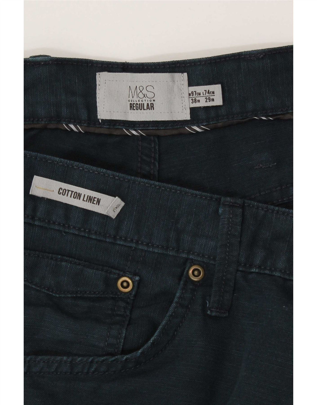 Marks & Spencer Herren-Freizeithose, normal, W38, L29, Marineblau, Baumwolle