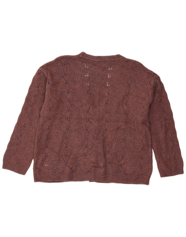 White Stuff Damen-Strickjacke mit lockerer Passform, UK 14, mittleres Kastanienbraun, Acryl