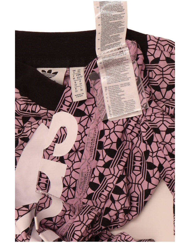 ADIDAS Damen Oversize Crop Graphic T-Shirt Top UK 6 XS Lila Baumwolle