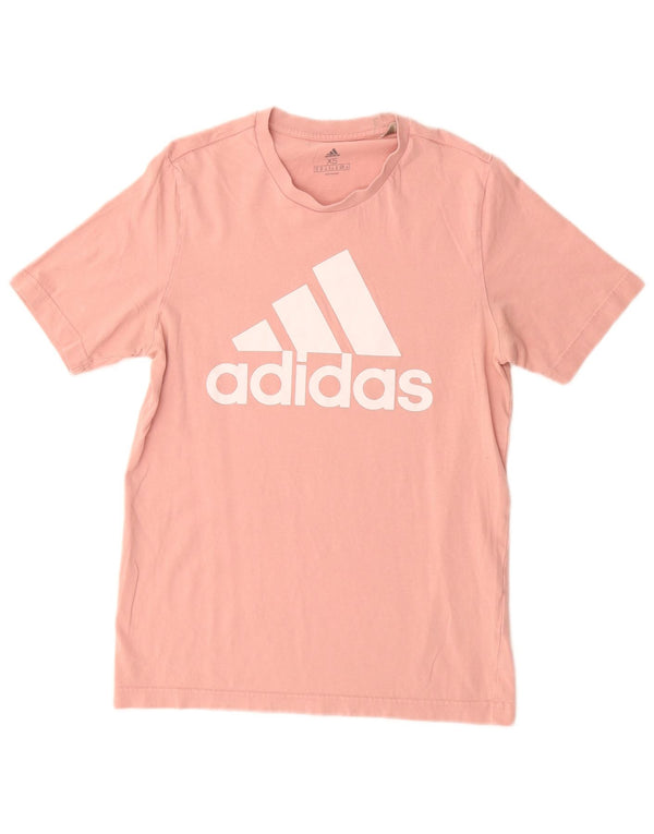 ADIDAS Damen Grafik T-Shirt Top UK 6 XS Rosa Baumwolle