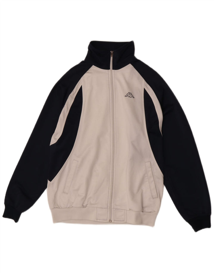 Kappa Herren-Trainingsanzug-Top-Jacke, mittelweißes Farbblock-Polyester