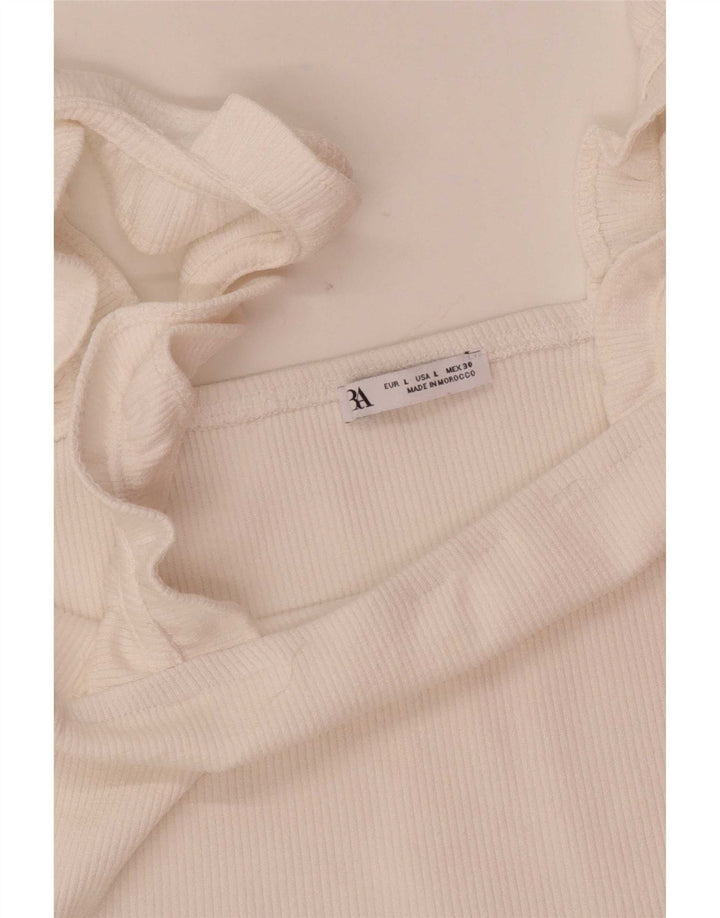 Zara Damen Crop Top UK 14 Large Weiß