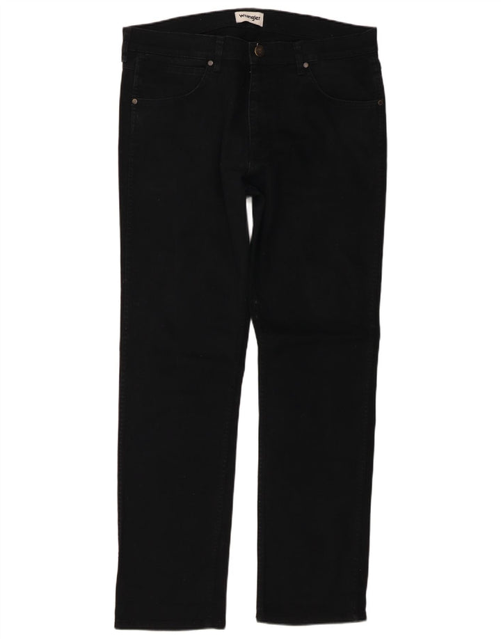 Wrangler Herren Greensboro Straight Jeans W34 L32 Schwarze Baumwolle
