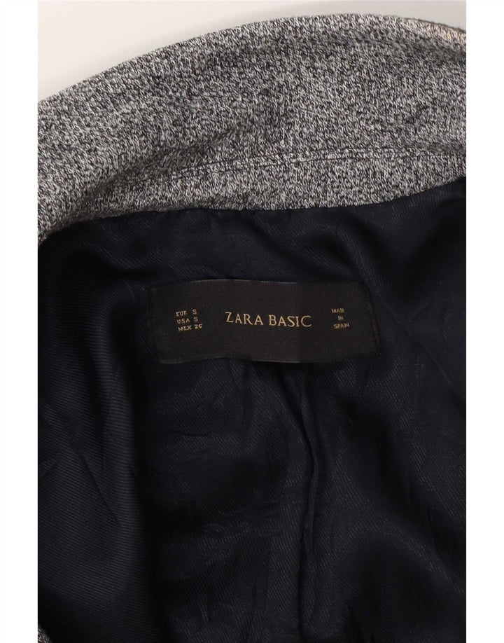 Zara Damen 1-Knopf-Blazerjacke UK 10 Small Grau meliert
