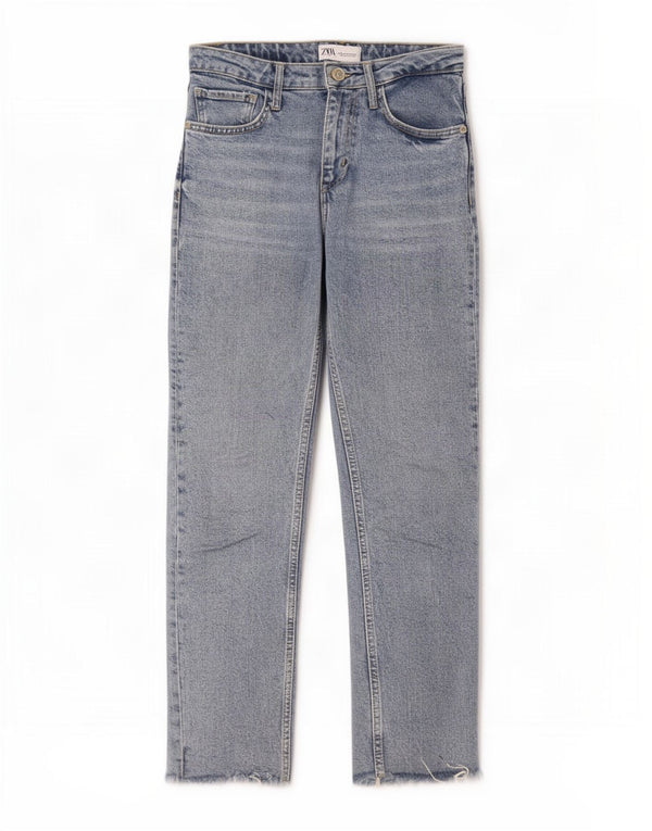 Zara Damen Straight Jeans EU 36 XS W26 L26 Blaue Baumwolle