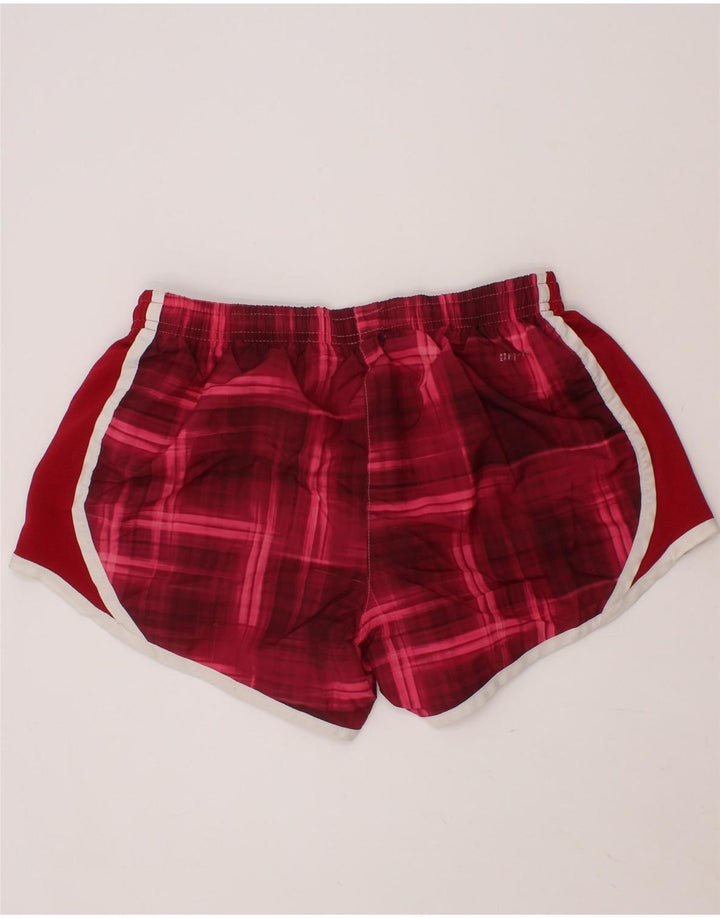 NIKE Girls Dri Fit Sport Shorts 10-11 Years Medium Red Check Polyester Vintage Nike and Second-Hand Nike from Messina Hembry 