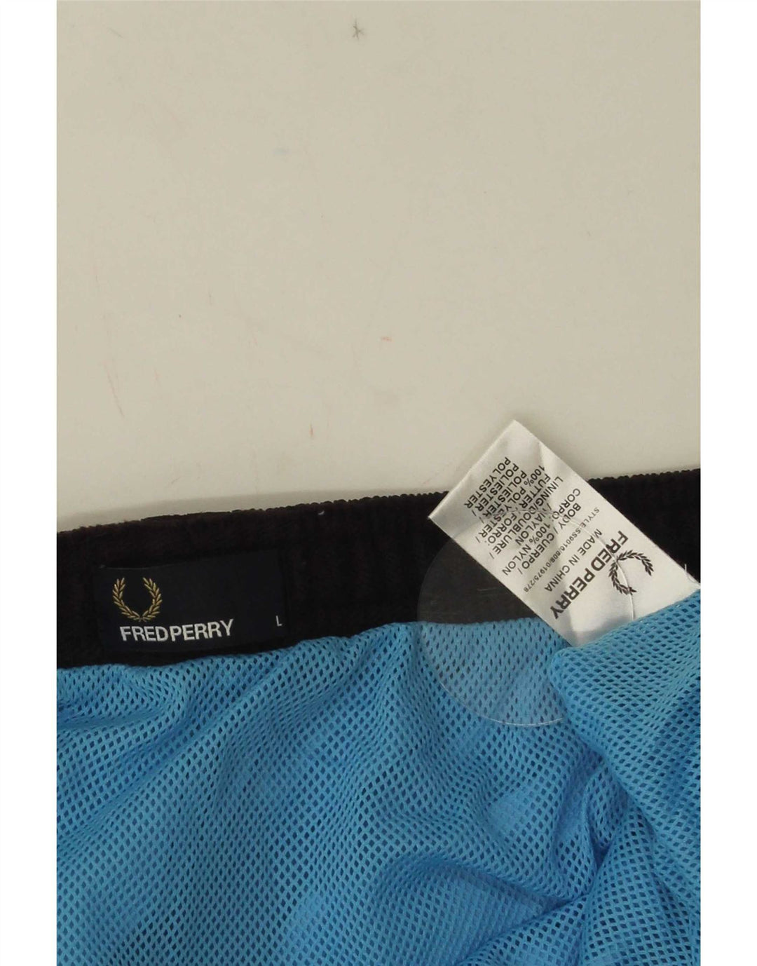 Fred Perry Herren-Badeshorts, groß, blaues Colourblock-Nylon