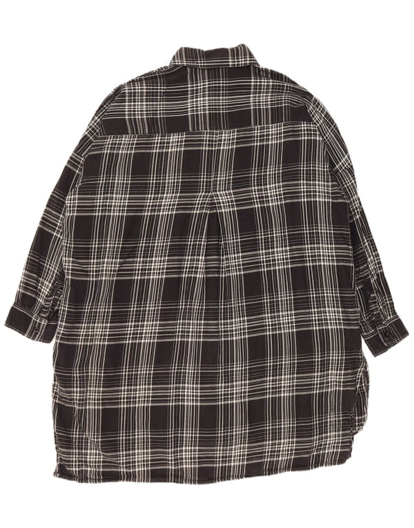 Zara Womens Graphic Oversize Shirt Dress UK 10 Small Black Check Cotton
