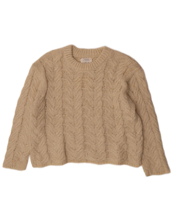 Zara Mädchen Pullover mit Rundhalsausschnitt, 13–14 Jahre, Beige