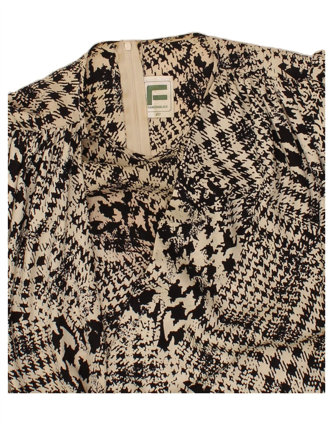 FRANKEN WALDER Womens 3/4 Sleeve Blouse Top EU 40 Medium Beige Houndstooth Vintage Franken Walder and Second-Hand Franken Walder from Messina Hembry 