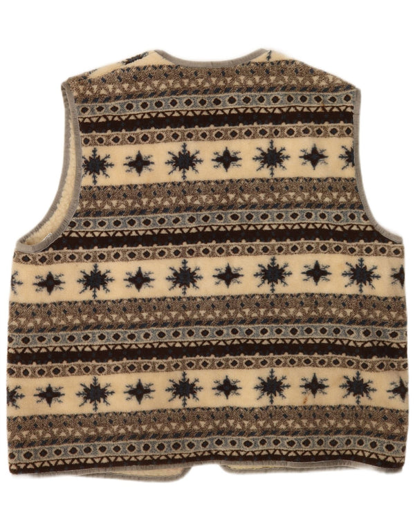 Vintage Damen Fleece-Gilet UK 18 XL Mehrfarbige Fair-Isle-Schurwolle