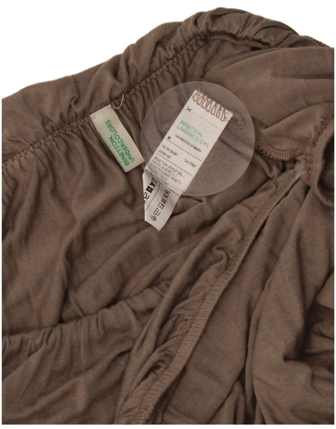 Benetton Damen Crop Off Shoulder Top UK 12 Mittelgraue Viskose