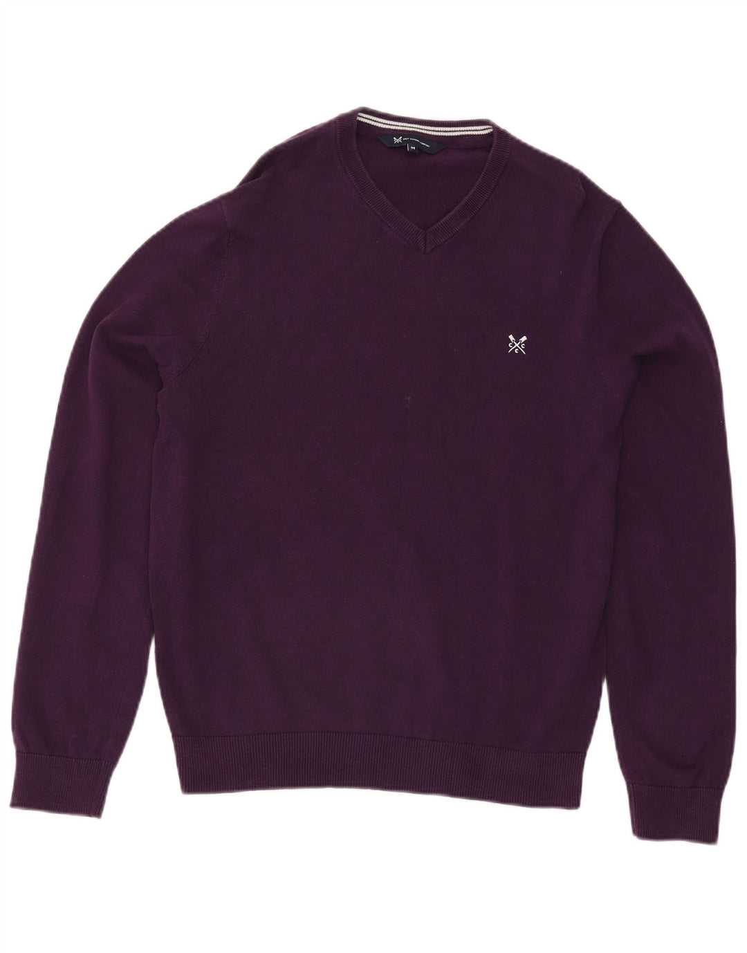 Crew Clothing Herren-Pullover mit V-Ausschnitt, mittelviolette Baumwolle