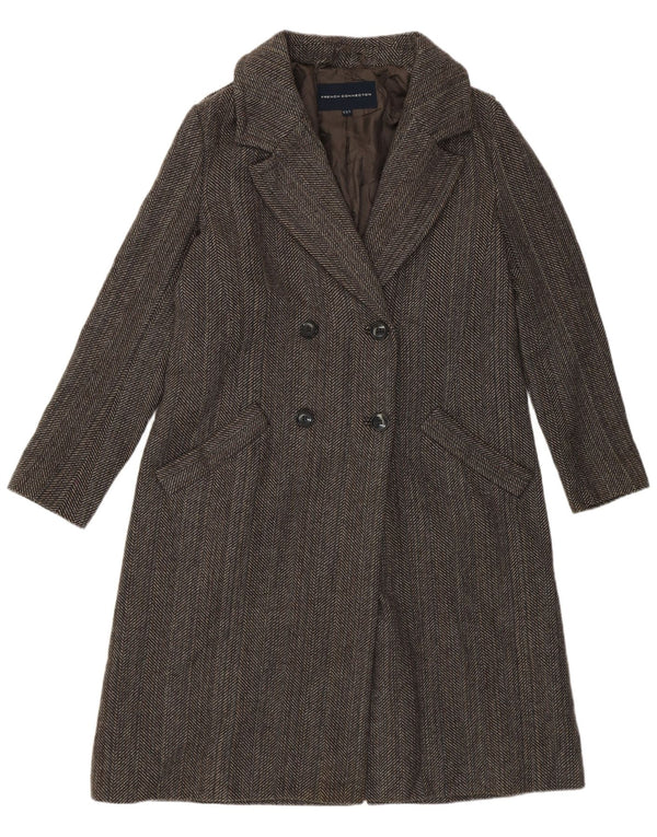 French Connection Zweireihiger Damenmantel UK 10 Small Brown Herringbone