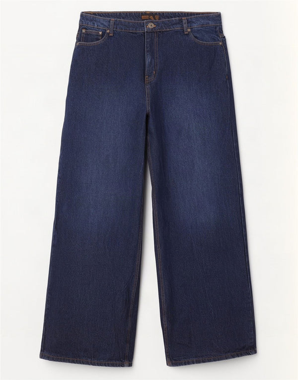 Bench Damen-Jeans mit hohem Bund und weitem Bein, UK 18, XL, W36, L31, Marineblau, Baumwolle