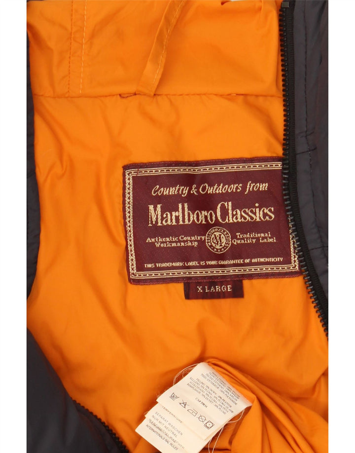 MARLBORO CLASSICS Wattierte Herrenjacke mit Kapuze, UK 42, XL, Schwarz, Farbblock
