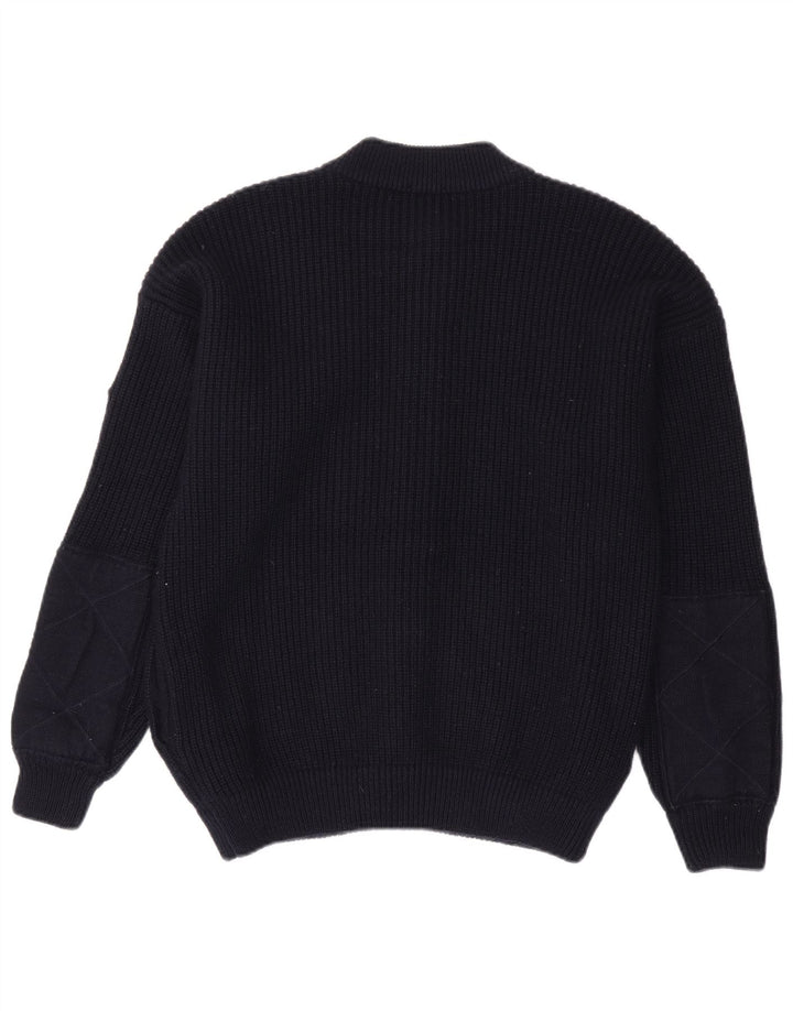 Good Luck Herren-Strickjacke aus mittelblauer Wolle in Marineblau