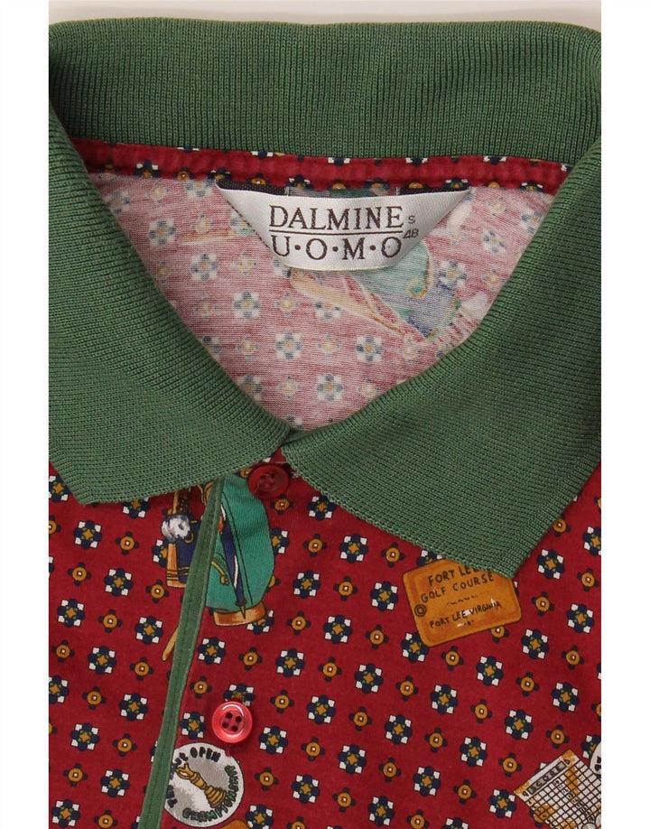 DALMINE Herren-Poloshirt mit abstraktem Muster, Größe 48, mittelbraun gefleckt