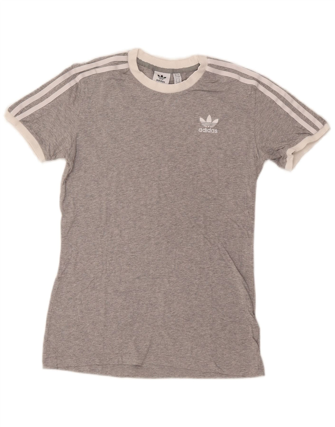 ADIDAS Damen T-Shirt Top UK 8 Small Grau gefleckte Baumwolle