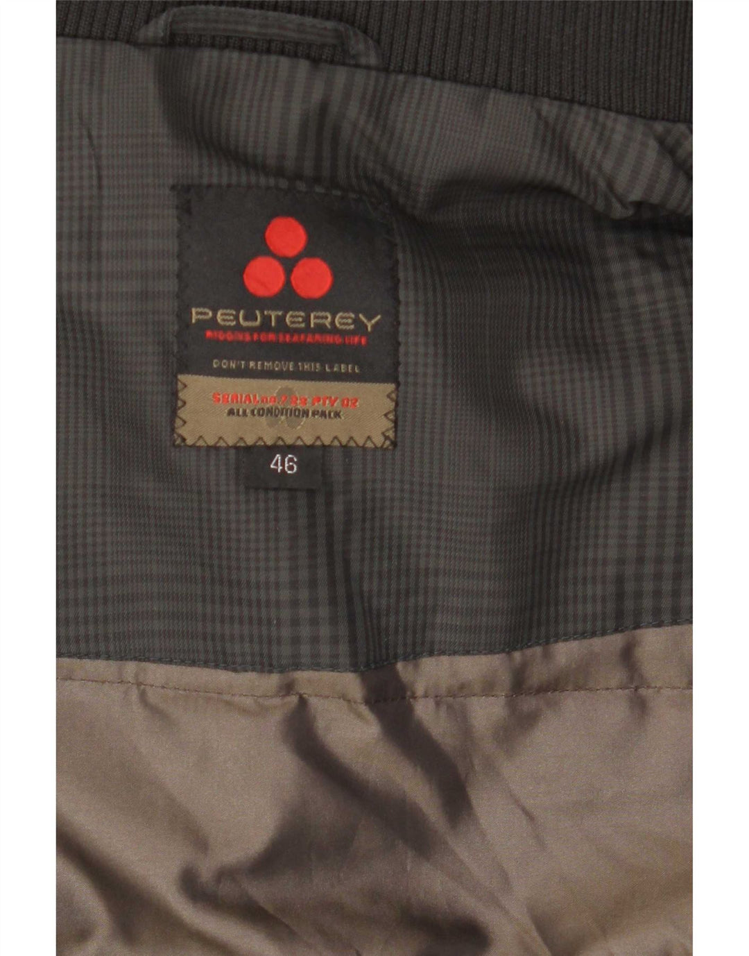 PEUTEREY Herren-Bomber-Wattierungsjacke IT 46 Small Graues Hahnentritt-Polyamid