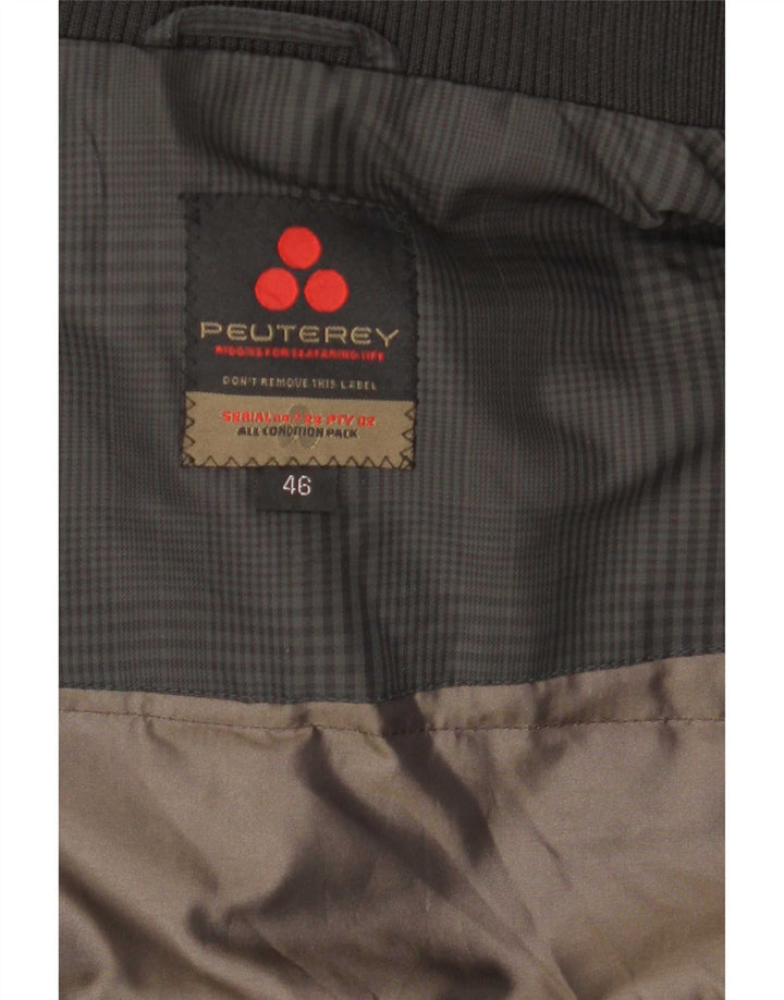 PEUTEREY Herren-Bomber-Wattierungsjacke IT 46 Small Graues Hahnentritt-Polyamid