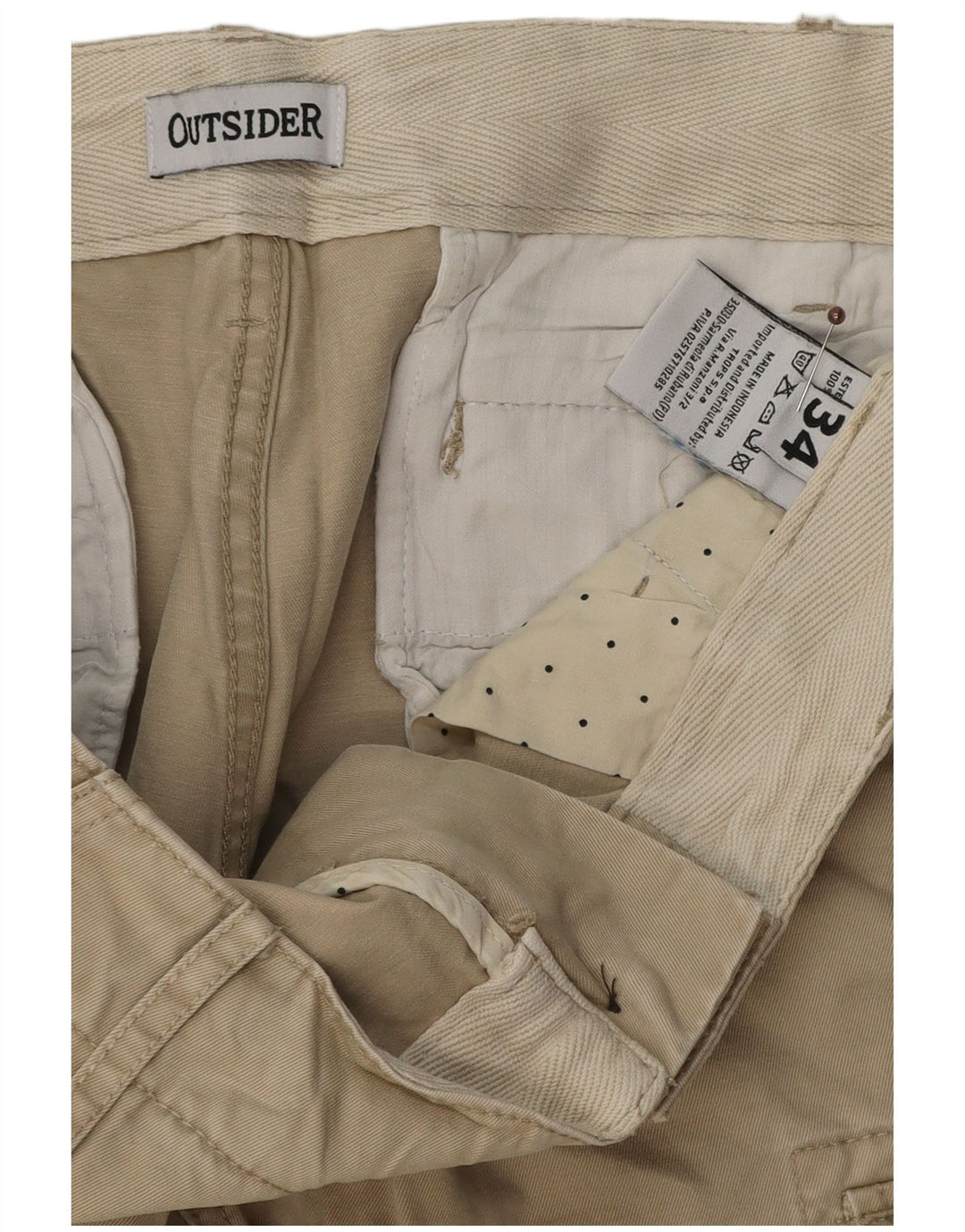 OUTSIDER Herren Cargoshorts W34 Large Beige Baumwolle