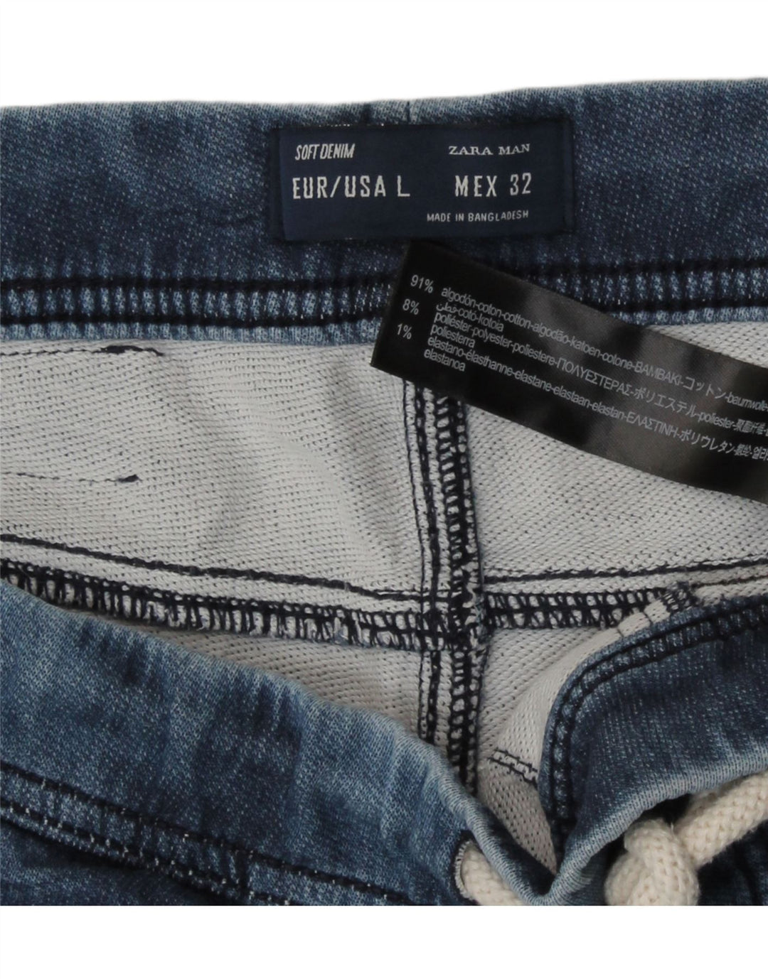 Zara Herren-Shorts, Größe L, W32, Blau, Baumwolle