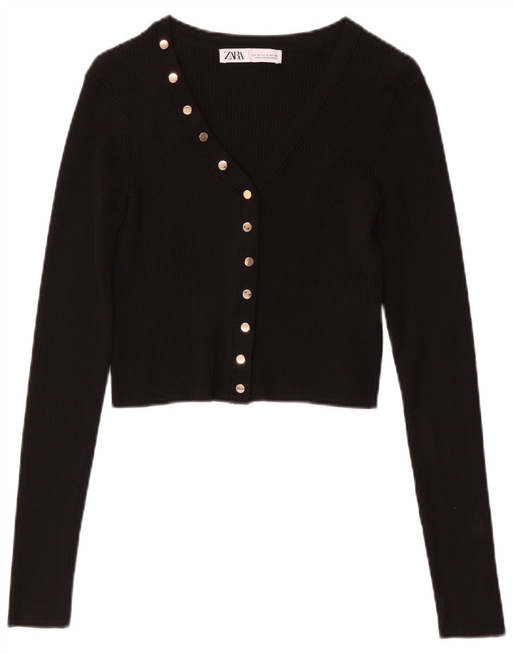 Zara Damen-Langarm-Cardigan-Oberteil, Größe S, Größe S, Schwarz, Polyamid