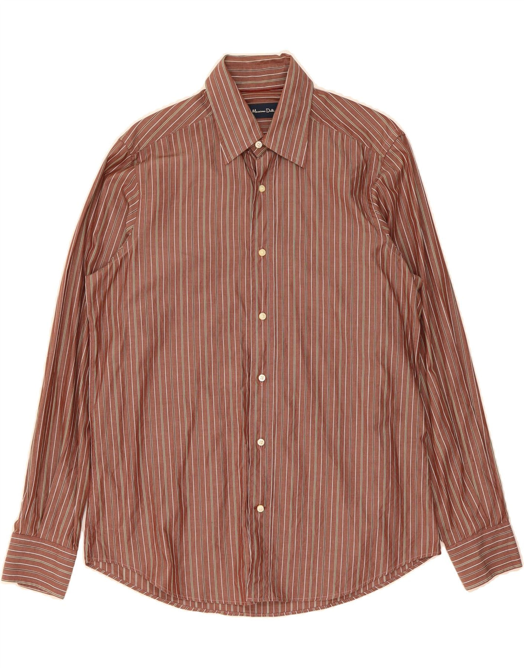 MASSIMO DUTTI Mens Shirt Size 40 Medium Brown Striped Cotton Vintage Massimo Dutti and Second-Hand Massimo Dutti from Messina Hembry 