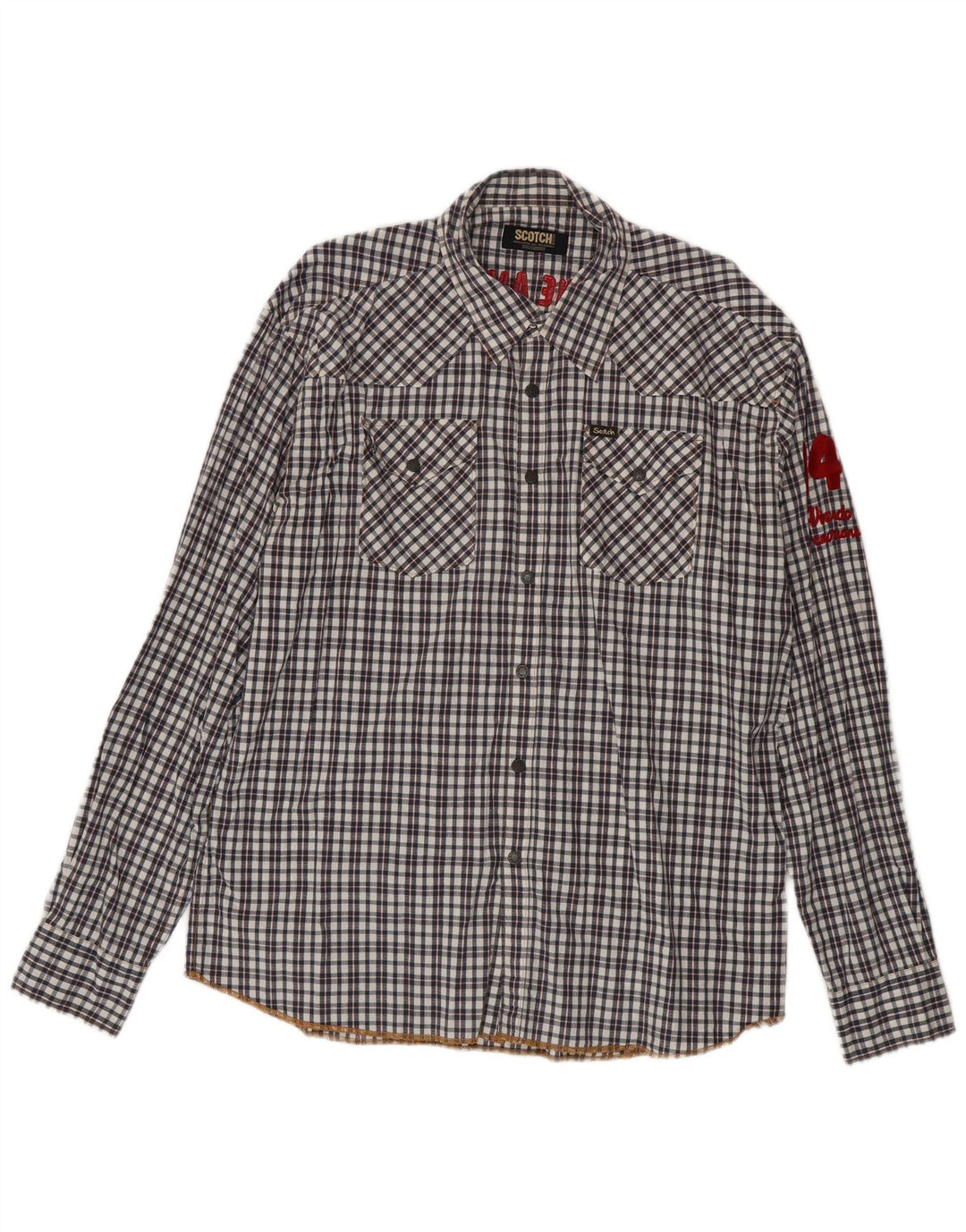 Scotch & Soda Herren Grafikhemd 2XL schwarz kariert Baumwolle