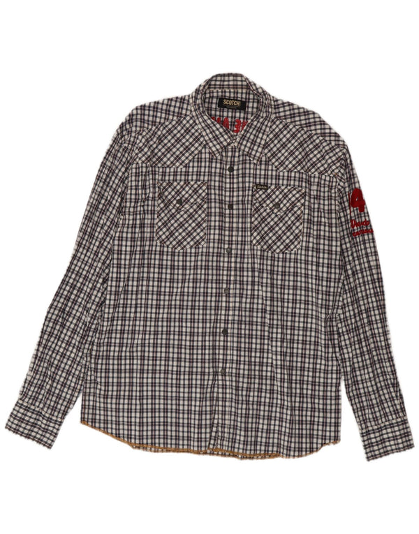 Scotch & Soda Herren Grafikhemd 2XL schwarz kariert Baumwolle