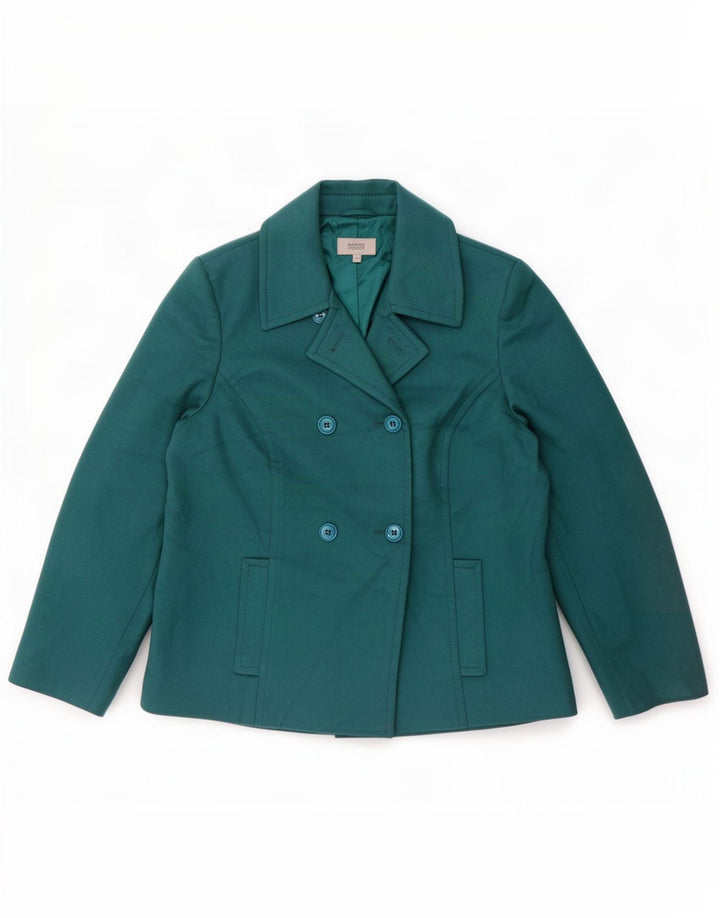 Marks & Spencer Damen Pea Coat UK 16 Large Grün Polyester