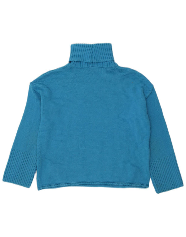 Topshop Damen Crop Oversized Rollkragenpullover Pullover UK 4 XS Blau Acryl