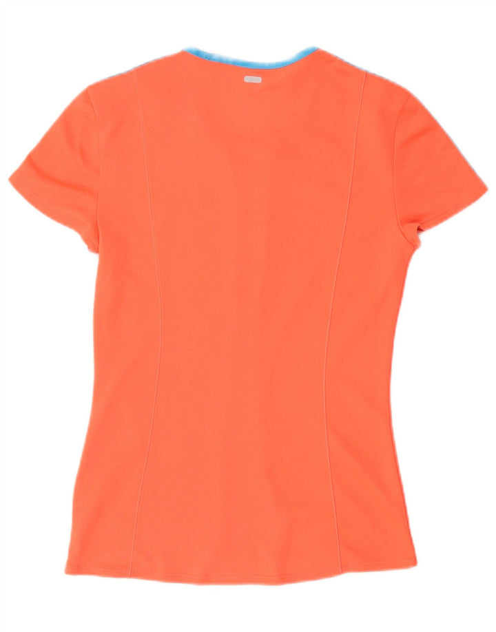 ADIDAS Damen Climalite T-Shirt Top UK 4/6 XS Orange Polyester