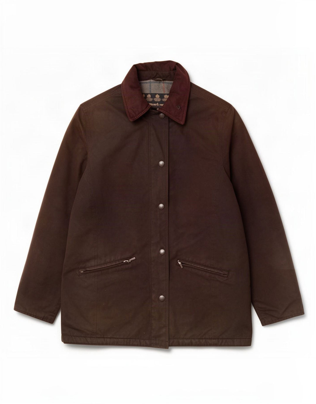 Barbour Damenjacke aus gewachster Baumwolle, UK 14, großes braunes Polyester