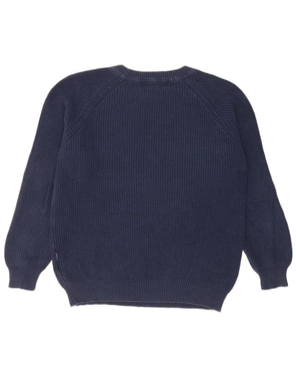 Vintage Herren-Pullover mit U-Boot-Ausschnitt, 2XL, marineblaue Baumwolle