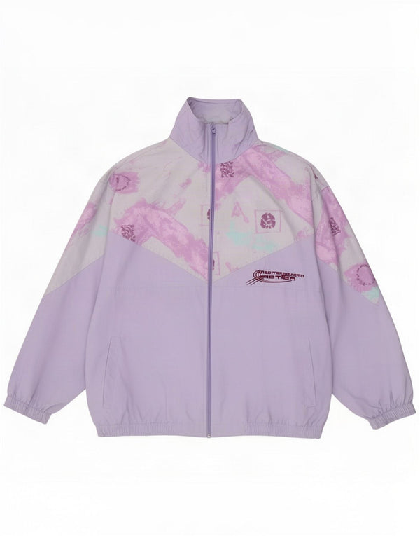 Vintage Damen-Trainingsanzug-Oberteil in Übergröße, Größe 48, XL, Lila, Farbblock